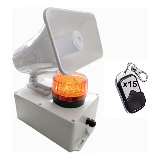 Kit Sirena Alarma Vecinal Con Estrobo + 15 Control Remoto