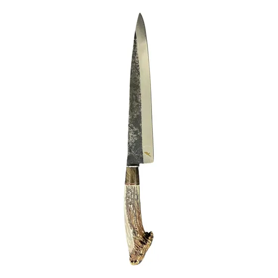 Cuchillo Parrillero Artesanal Rauka 47cm Con Asta De Ciervo Blanco