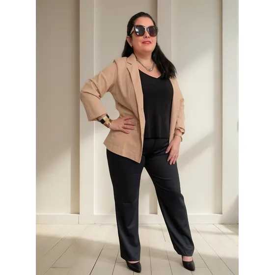 Pantalon Bengalina De Vestir Negro Mujer Talles Grandes 