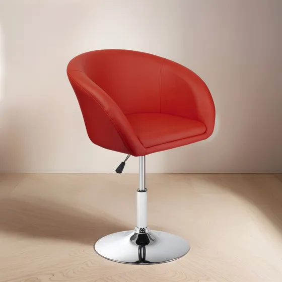 Silla Taburete Butaca En Cuero Lumax Modelo Stella - Rojo