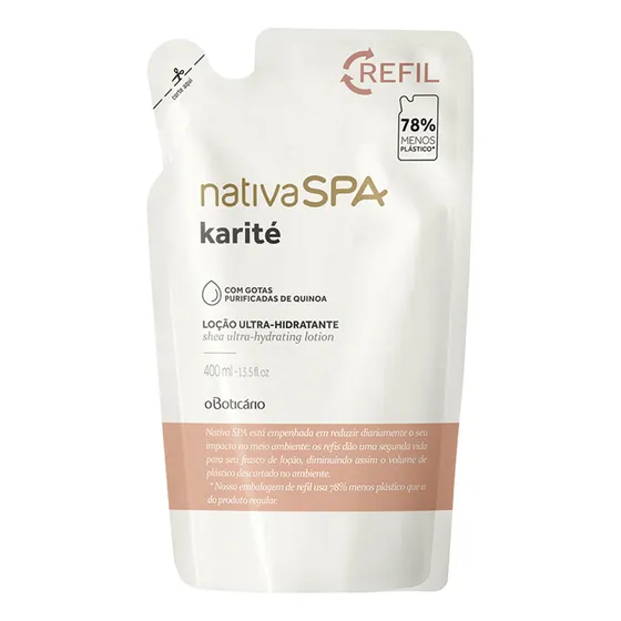 Refil Hidratante Corporal Nativa Spa Karité 400ml Oboticário Fragrância Karité