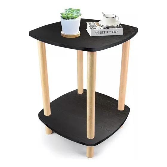 Mesa De Centro Minimalista De Madera Mesa Lateral 2 Estantes