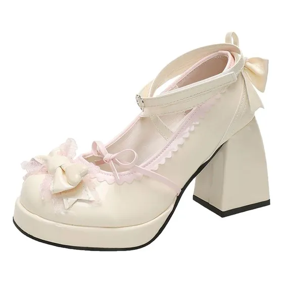Lindos Zapatos Lolita Con Plataforma, Tacones Altos Y Suaves