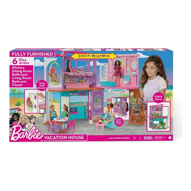 Barbie Casa De Vacaciones Mattel Hcd50 Color Rosa