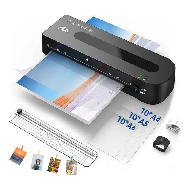 Cgyi Laminadora Enmicadora Térmica /frio Oficina Profesional 5en1 Con Hojas De Micas, Laminadora Para Hogar, Oficina Y Escuel Para Tamaño A4, Laminadora En Frio