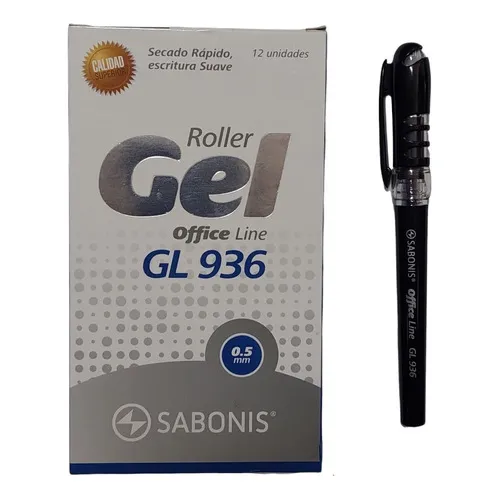 12 Roller Gel Sabonis Gl-936 Color Del Exterior Negro Color De La Tinta Azul