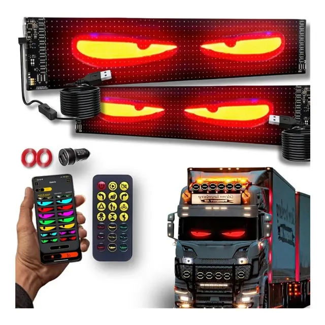 Pantalla Led 2 En 1 Con Ojos De Demonio P/coche, 9,2x37,4 Cm