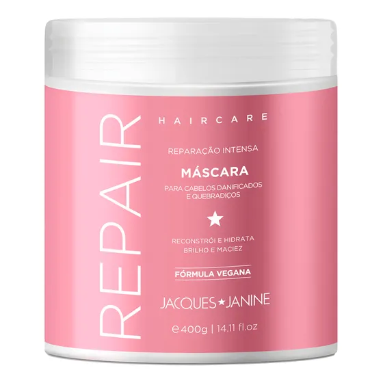 Máscara Creme Hidratação Hair Care Repair Reparação Intensa Reduz Reconstrói Brilho Maciez Fórmula Vegana 400g