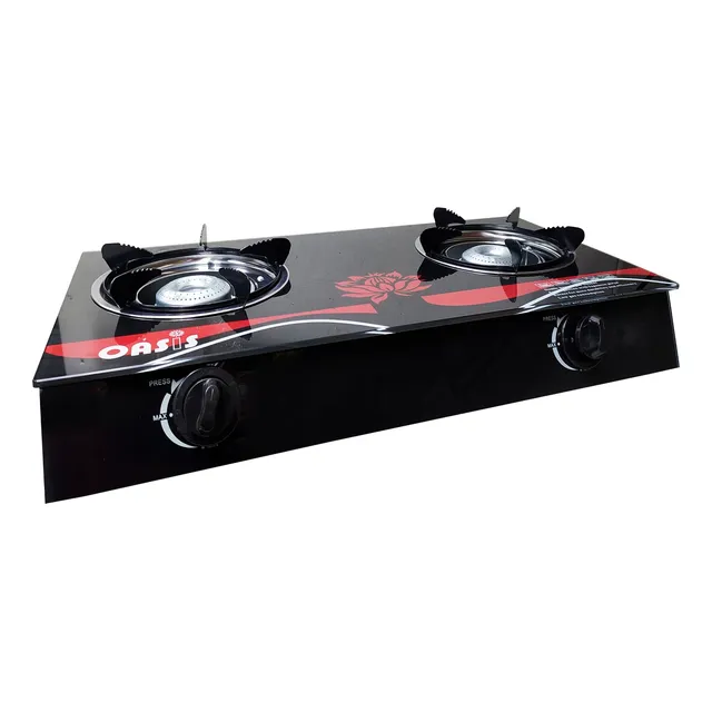 Cocina A Gas Oasis 2 Hornillas Tope De Vidrio Osg220
