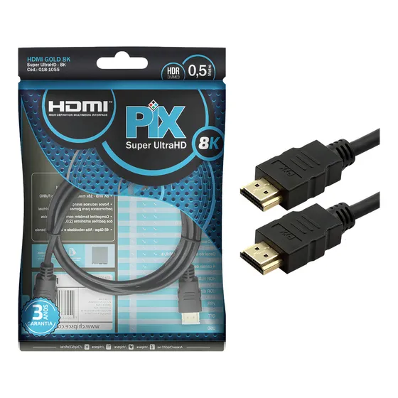 Cabo Hdmi Premium 2.1 - 50cm 4k 144hz 8k 120hz 48g Gamer - Pix
