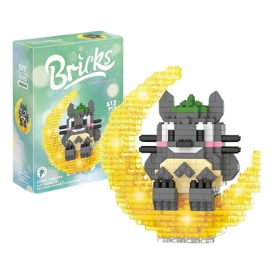 Set Mini Bloques Armables Sanrio Disney Ghibli Luna Luz Led Versión Del Personaje Totoro