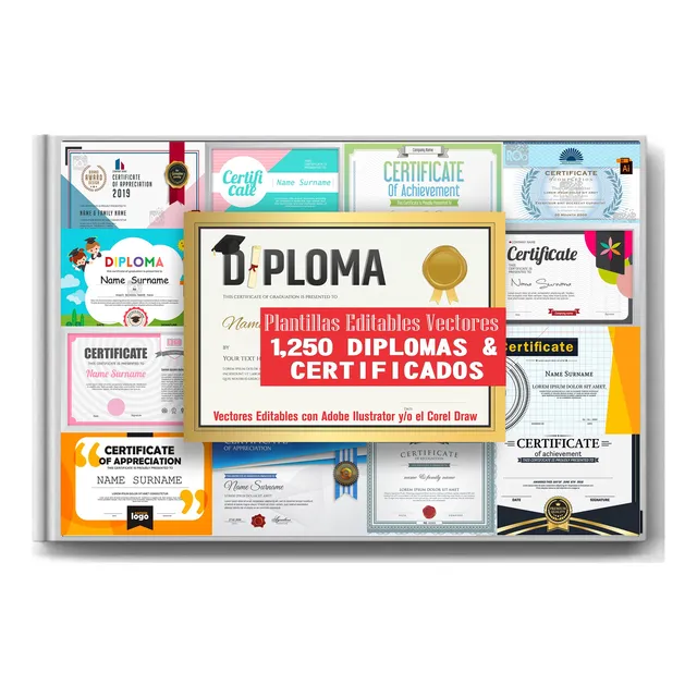 Plantillas Diplomas Y Certificados Vectores Editables Eps