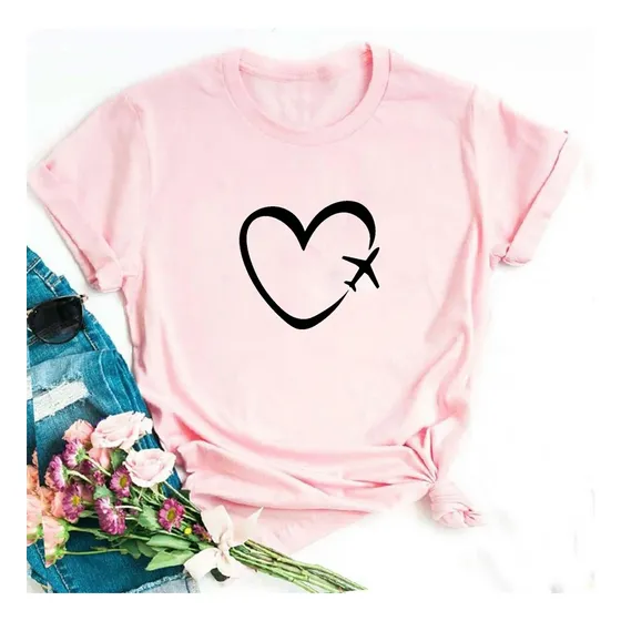 Camiseta Rosa, Algodón, Suave Y Fresca Viajes