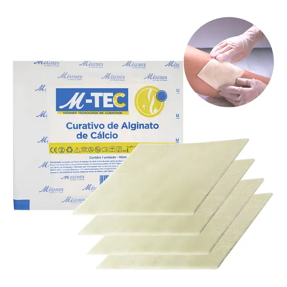 Kit 4 Curativos Placa Alginato De Calcio Tratamento Feridas