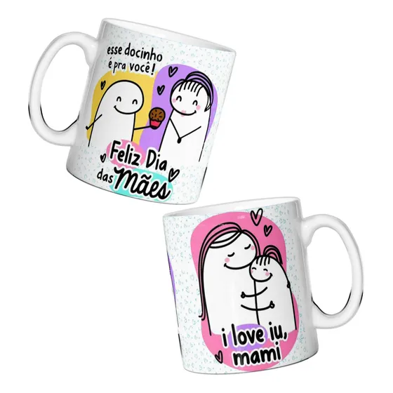 Caneca Personalizada Flork Feliz Dia Das Mães I Love Iu Mami