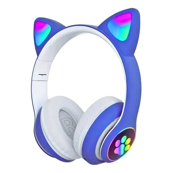 Fone Gatinho Sem Fio Led Bluetooth Infantil Orelha Gato Cat