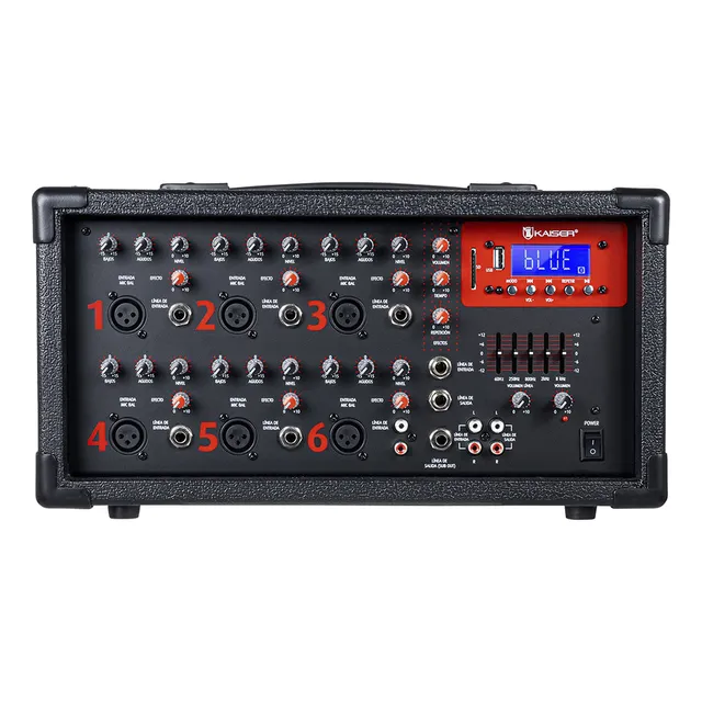 Amplificador De Audio Ksr 6 Canales Bluetooth Mix-2306dusb Negro