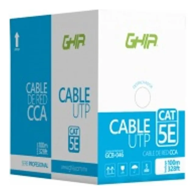 Bobina De Cable Marca Ghia Cat5e Utp Cca Blanco 100m Gcb-046