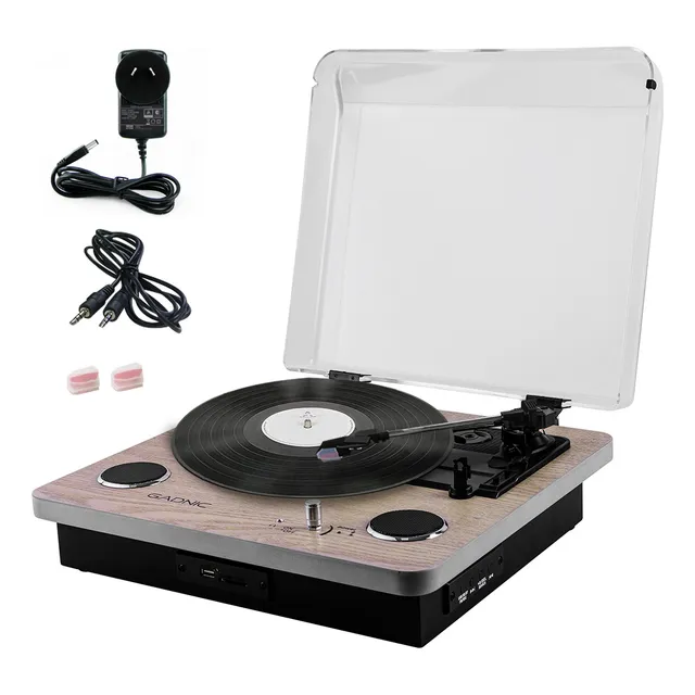 Tocadiscos Vinilo Portatil Usb Sd Rca Aux 2500 Mah Madera