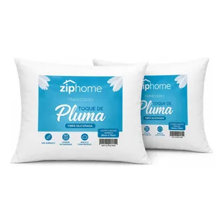 Zip Home Kit 2 Travesseiros ZipHome Toque Pluma Impermeável Antialérgico Suporte