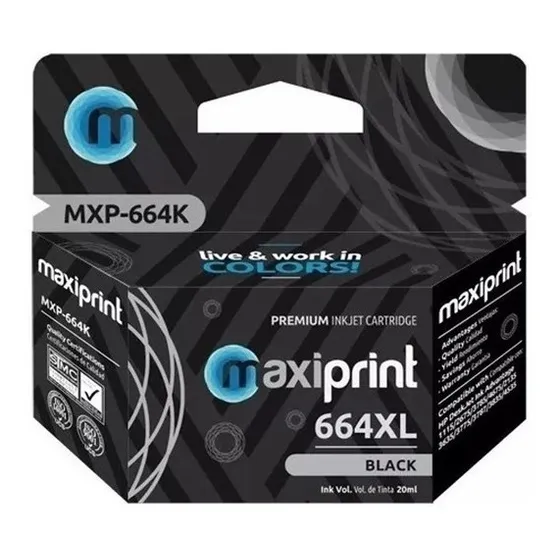 Cartucho De Tinta Compatible Hp 664 Xl Negro F6v31al