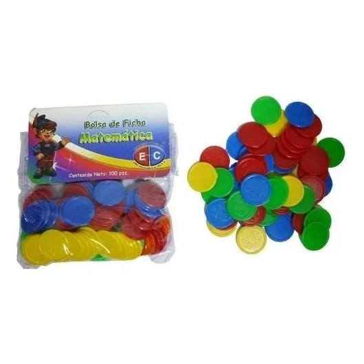 Edu-043 Ficha Matemática Colores Plástico 100 Piezas Eduplas
