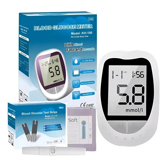 Glucometro Digital Medidor De Glucosa 50 Tiras y 50 lancetas