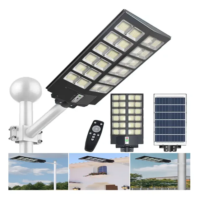 Lampara Led Solar 1600w Luz Blanca Poste Alumbrado Publico
