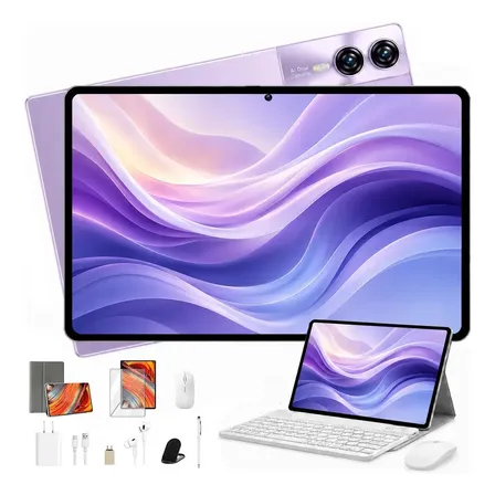 Tablet Yinber Android Tab Kit Completo Ram 16gb 512gb 12,8'' Hd Tela Apoia Wifi 2,4/4g/5g Dual Sim Bateria 8800mah Com Caneta+teclado E Mouse Profissional Estudo Trabalho Jogos 2 Em 1 Tablets Roxo