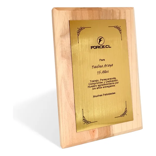 Galvano De Madera Nativa Personalizado Rectangular 27,8 Cm