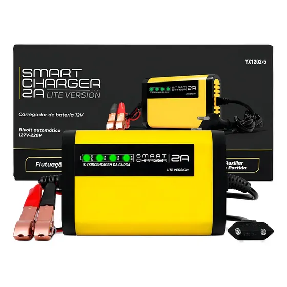 Carregador Bateria 12V Automotivo Smart Charger Bivolt 2A Display
