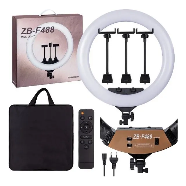 Aro De Luz 22 Pulgadas 45 Cm Profesional 3 Tonos Con Control