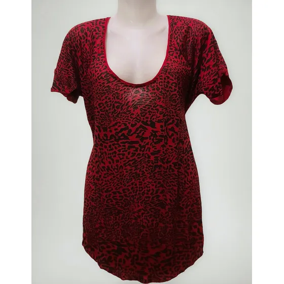 Blusa En Hilo Rojo Animal Print,dama,nueva,t.l/xl.