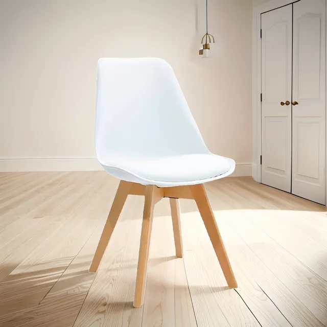 Silla Fija Ema Tapizado Color Blanco Ofideas Estructura De La Silla Madera Diseño De La Tela Cuero