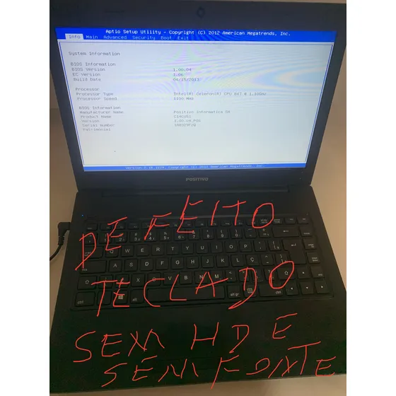 Sucata De Notebook Positivo Para Usar Peças Leia A Descrição