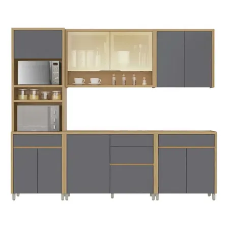 Cozinha 5 Peças Condessa Vidro Nesher Mdf Carvalho Titânio Carvalho/titânio