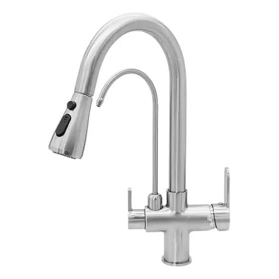 Torneira Monocomando Escovada Cozinha Com Entrada De Filtro