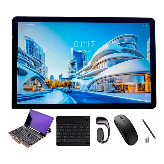 Tablet Pc 10.95 Polegadas 4gb/128gb+teclado+mouse+capa+chip Cor Cinza