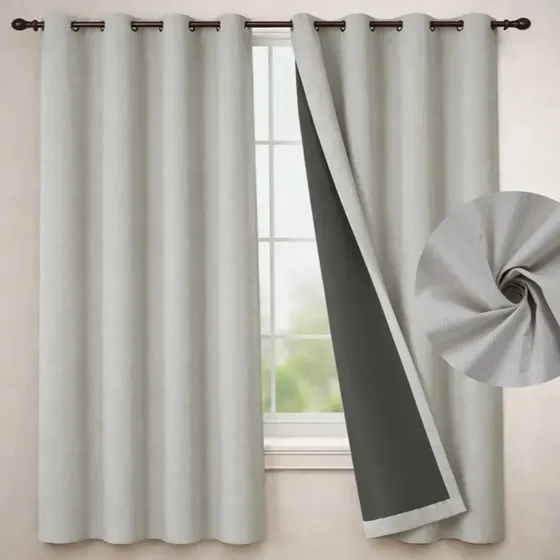 Cortina Blackout 100% Casatua Set de 2 Paños 160x135cm Tela Engomada - Crema