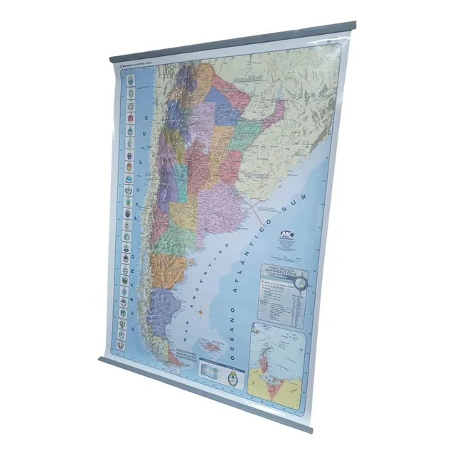 Mapa Mural Laminado Plastificado Argentina Bifaz 90x130cm