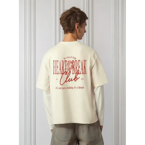 Remera Estampada Heart Break Club 100% Algodon - Redwhite