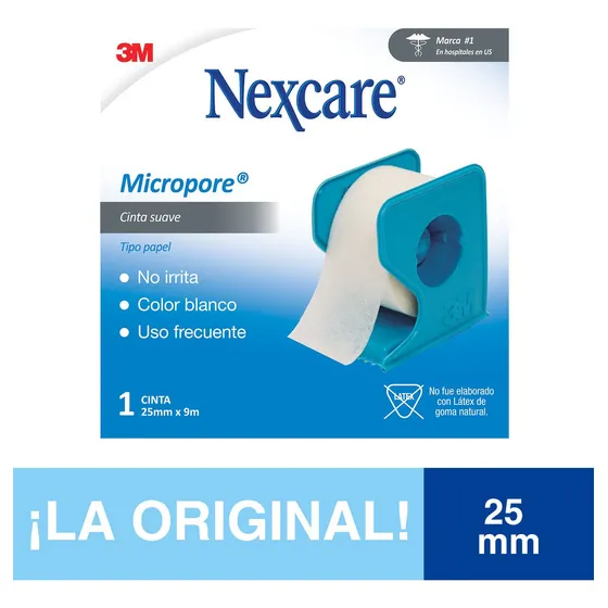 Cinta Adhesiva Medica Nexcare Micropore Blanca 25mm X 9,1mts