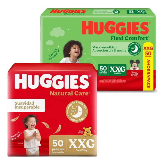 Combo Pañales Dia Y Noche Huggies Flexi Comfort Natural Care