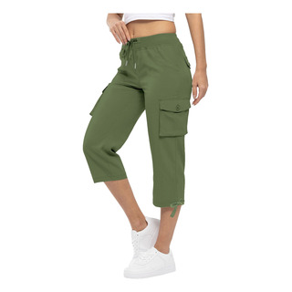 Pantalones De Mujer Con Cintura Elástica Con Múltiples Bolsi Pantalones De Mujer Con Cintura Elástica Con Múltiples Bolsi