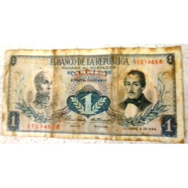 Billete Antiguo Un Peso En Oro Año 1964