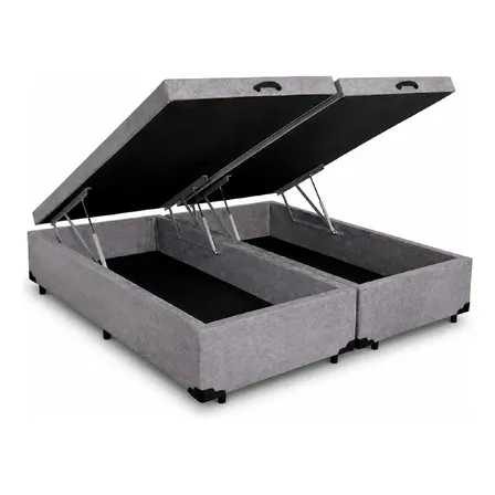 Cama Box Baú Queen 158 Bello Box - Suede Cinza