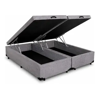 Cama Box Baú Queen 158 Bello Box - Suede Cinza