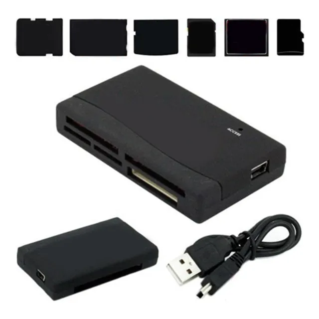 Lector De Tarjetas Multitarjeta Portátil Blanco Negro