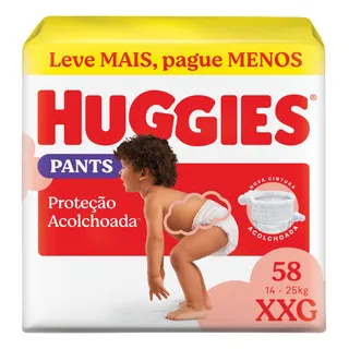 Huggies Fralda Pants Roupinha Proteção Acolchoada Xxg - 58 Un Huggies Fralda Pants Roupinha Proteção Acolchoada Xxg - 58 Un