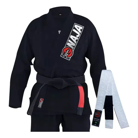 Kimono Jiu Jitsu Judo Adulto Overcoming Naja Preto Com Faixa